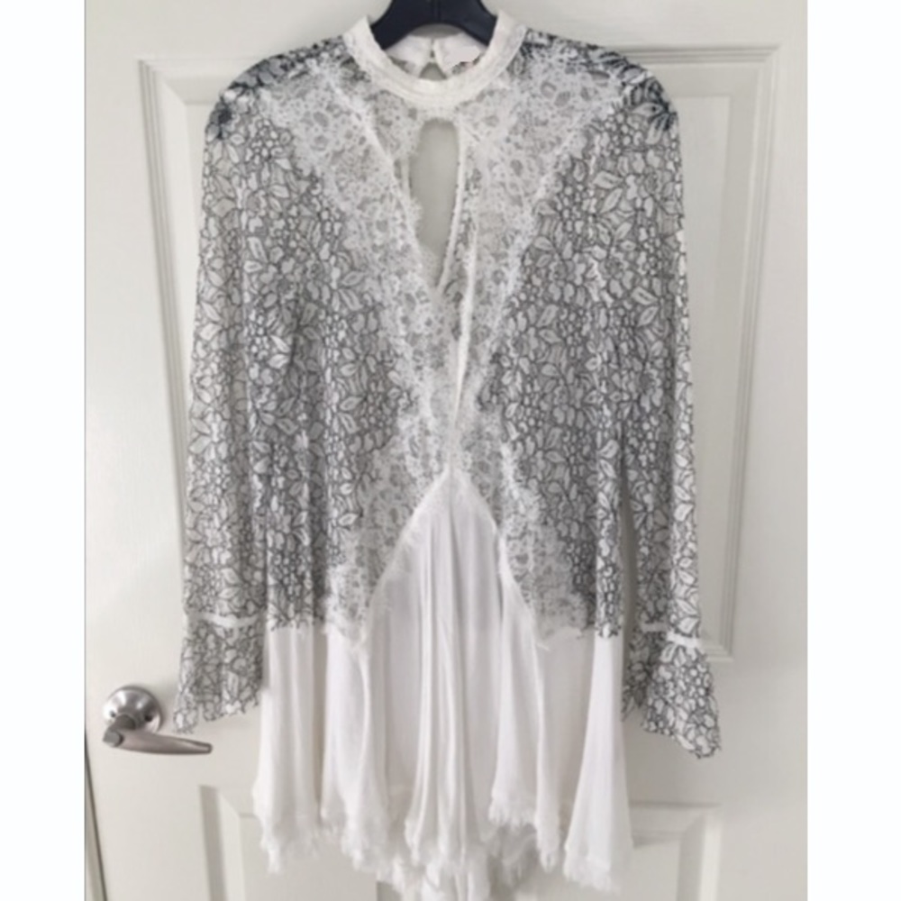 Secret Origins Lace Pieced Tunic DRESS Ivory NEW - Picture 6 of 7